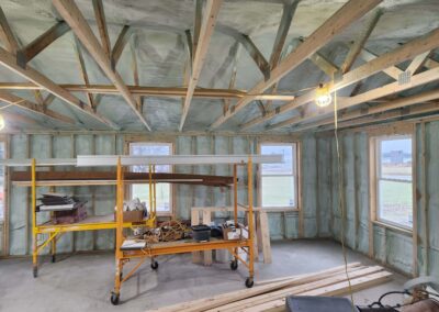 Spray foam insulation in shop