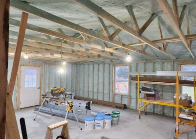 Spray foam insulation in shop