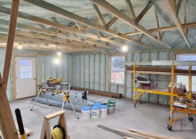 Spray foam insulation in shop