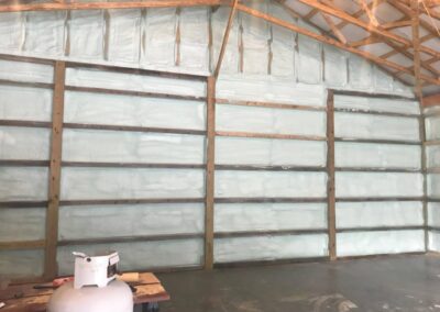 Spray foam for commercial wall